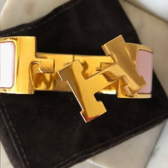 Hermès Thick Clic Clac H Bracelet PM Rose Candeur Gold Authentic - Picture 10 of 17